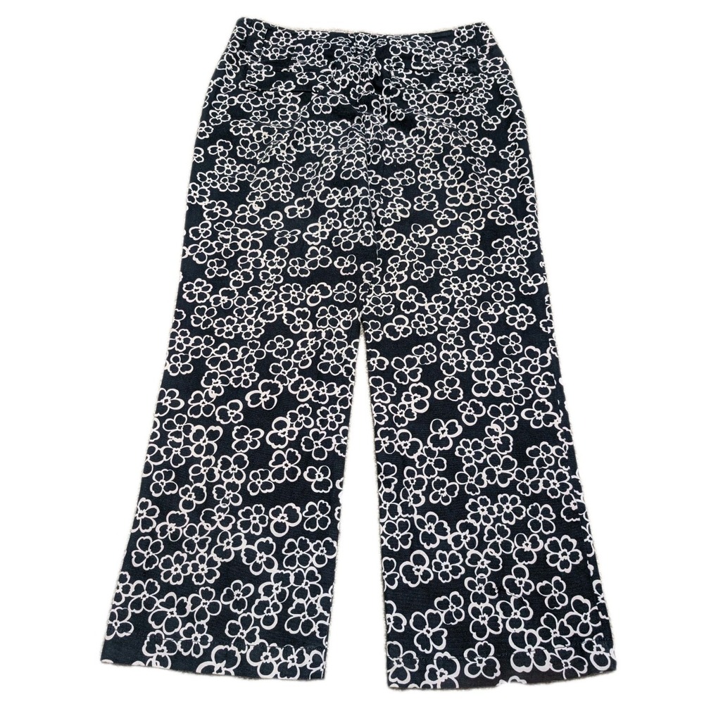 Liz Claiborne Audra Size 12 Black/White Floral Women's Cropped Pants